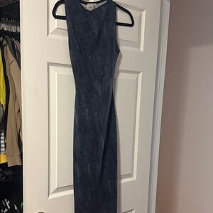 Elegant Blue Sleeveless Dress Stretch Back Cut Out Dress Medium LIKE NEW